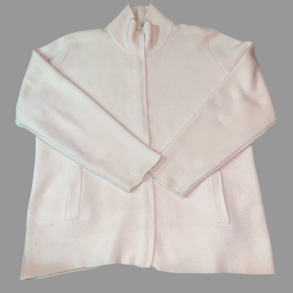 Johnstons of Elgin 100% Scottish Cashmere Full-Zip Cardigan Ivory 44/L Neutral - Picture 3 of 8